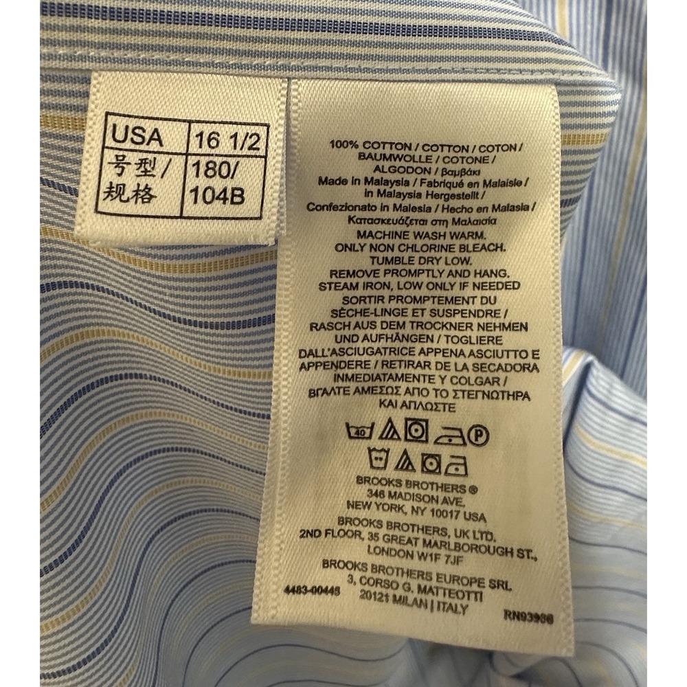 Brooks Brothers Regent Blue Stripe Button Down Dress Shirt Mens 16 1/2 36 - Picture 9 of 9
